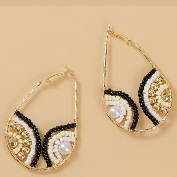 NEW BOHO BIG TEARDROP EARRINGS BOHOHEMIN - Picture 1 of 7